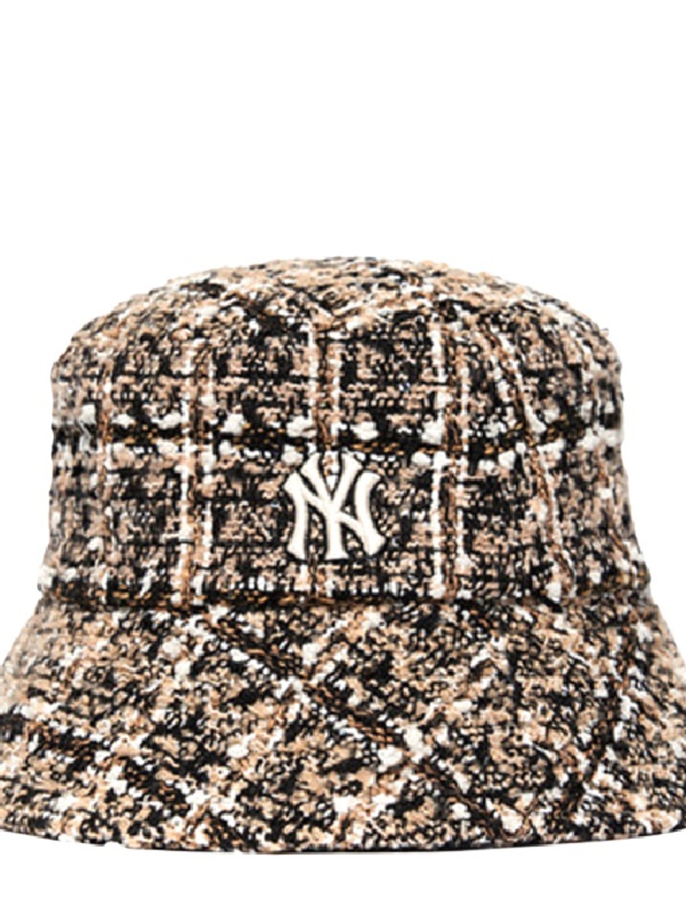Tweed Bucket Hat with Embroidered Logo - Brown/Black